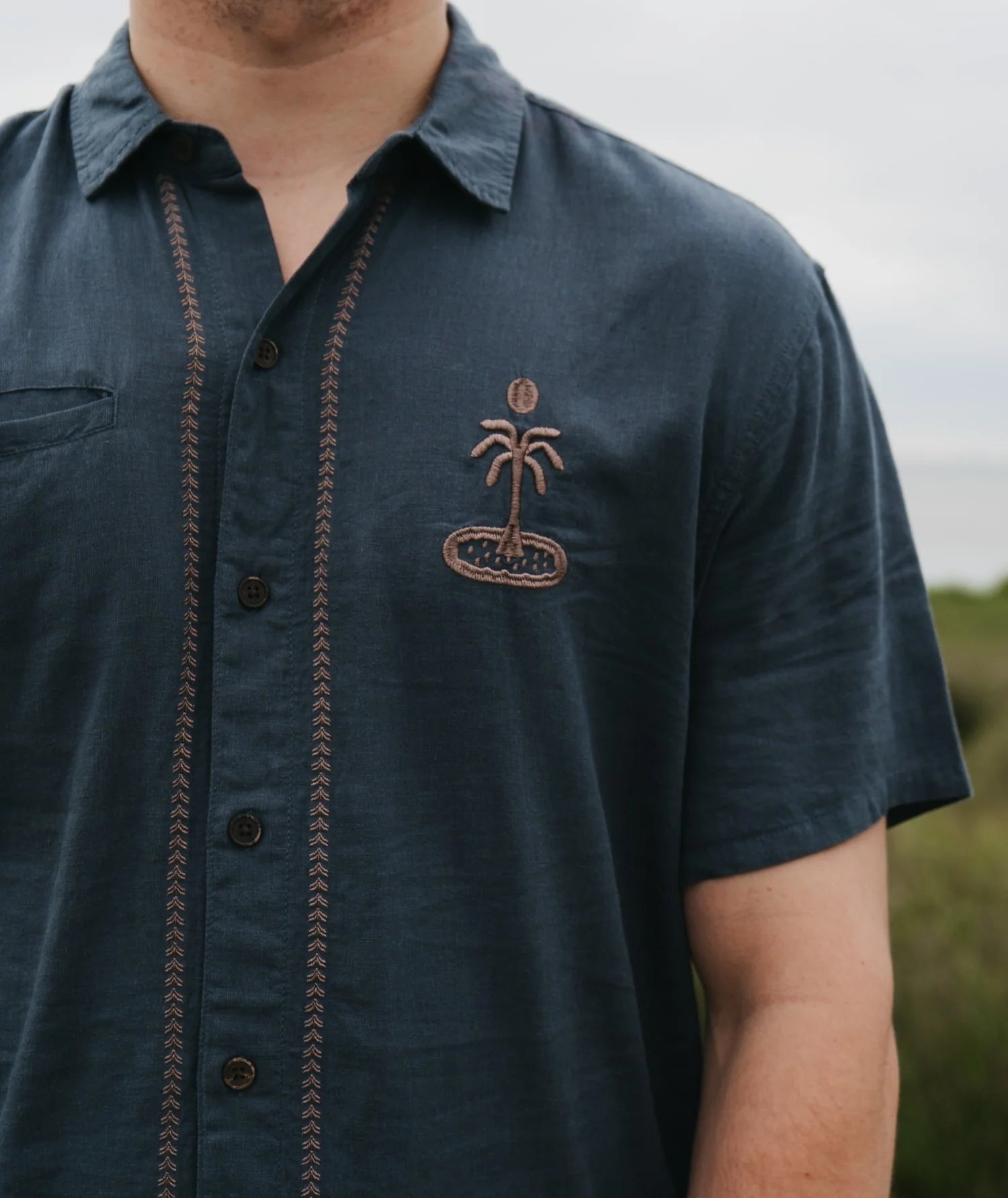 M's Marshall Embroidered Linen Shirt