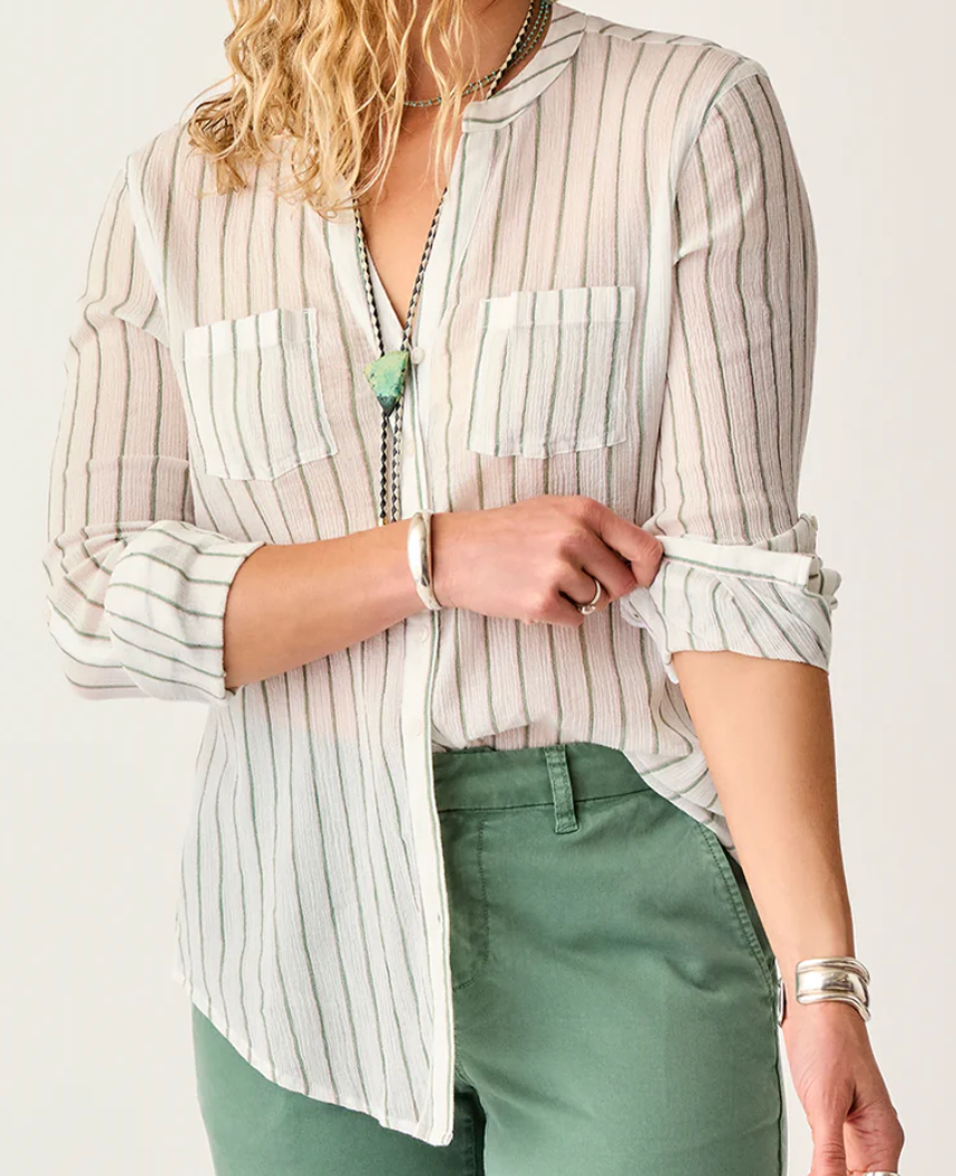 売れ筋商品|||カーブデザイン カットソー トップス レディース Dylan Gauze Shirt - Women's Lagoon Stripe Dylan Gauze Shirt: Lagoon Stripe