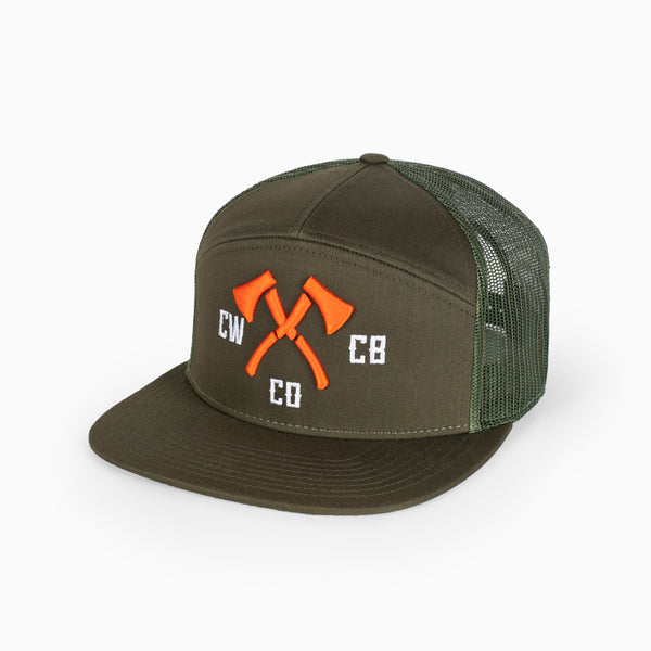 CW Hat 7 Panel 3D Embroidered Mesh