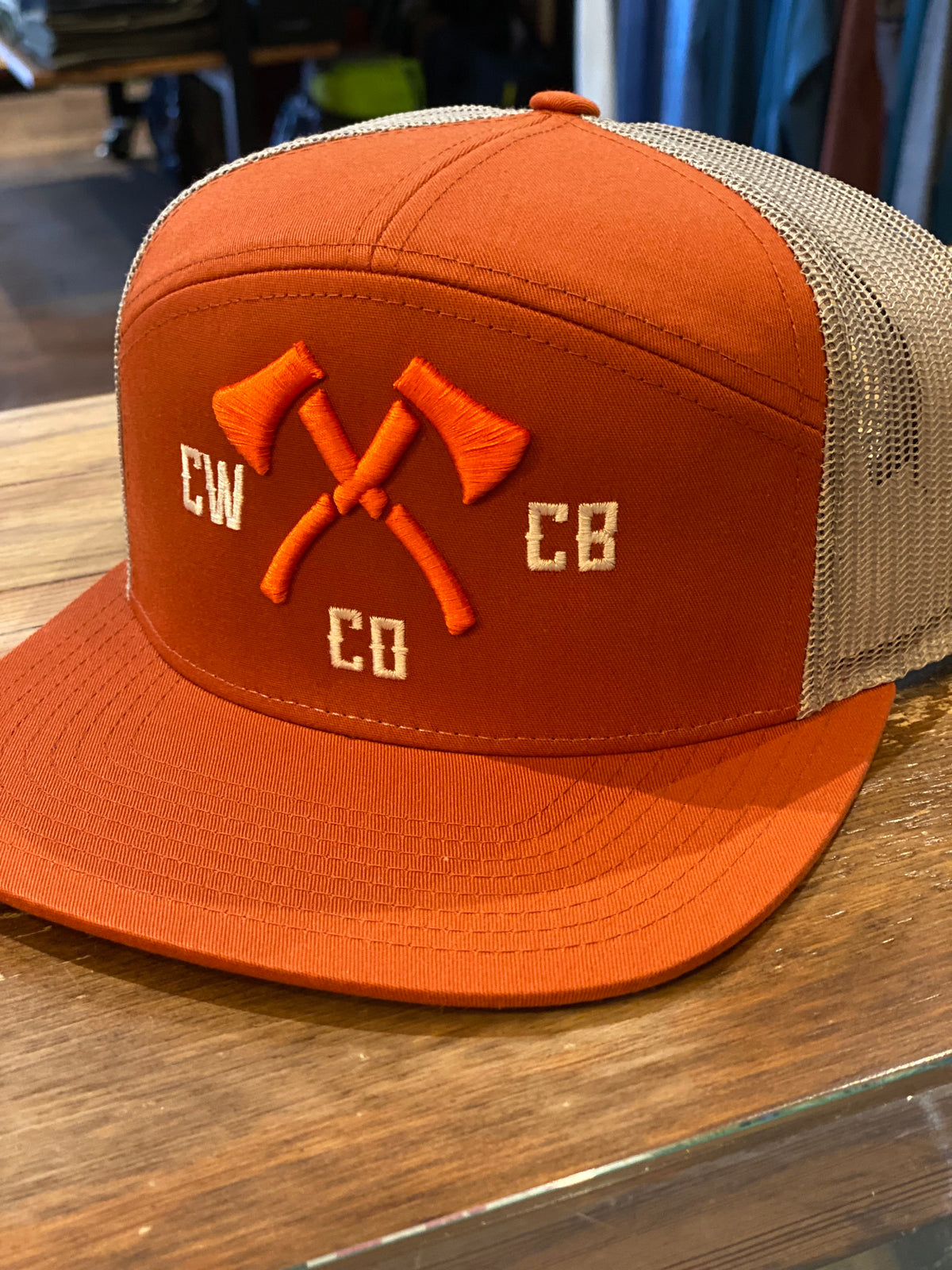 CW Hat 7 Panel 3D Embroidered Mesh